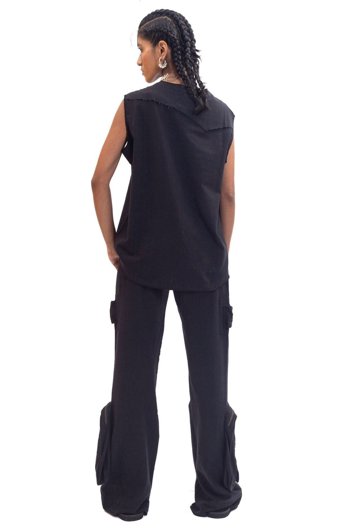 Black handwoven organic cotton vest - image 5