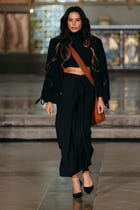 Black handwoven unisex saree skirt view 1