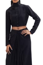 Black handwoven unisex saree skirt view 2