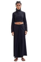 Black handwoven unisex saree skirt view 4