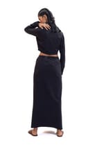 Black handwoven unisex saree skirt view 5