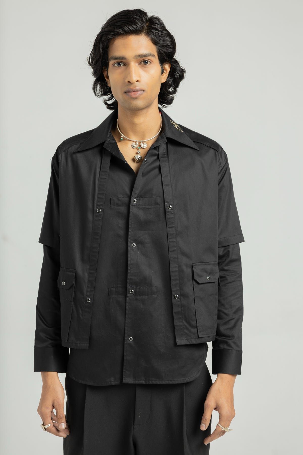 Black Awadhi Hand Made Shirt - image 1